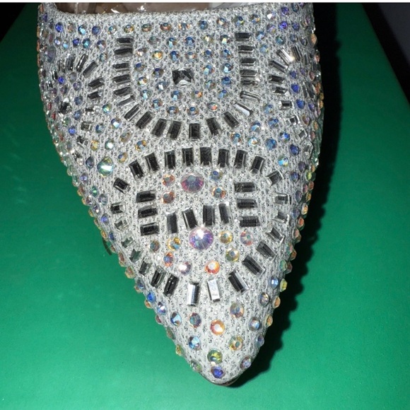 Glitzy Lauren Lorraine Rachel Silver Shimmer Sling Back Stilletos Size 11 - Picture 2 of 3